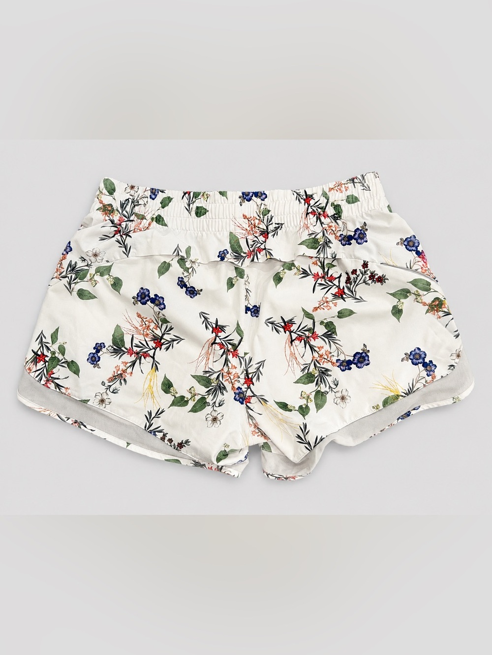 Athleta Printed Mesh Racer Run Shorts 4" in White Botanics Women's Size Small - Picture 3 of 9